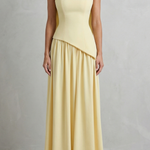 Celestara – Sculpted draped slit – Strapless maxi dress