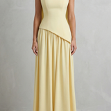 Celestara – Sculpted draped slit – Strapless maxi dress