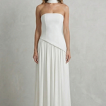 Celestara – Sculpted draped slit – Strapless maxi dress
