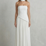 Celestara – Sculpted draped slit – Strapless maxi dress