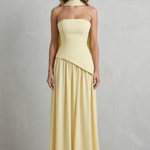 Celestara – Sculpted draped slit – Strapless maxi dress