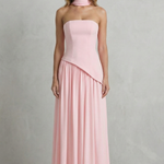 Celestara – Sculpted draped slit – Strapless maxi dress