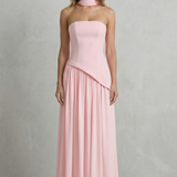 Celestara – Sculpted draped slit – Strapless maxi dress