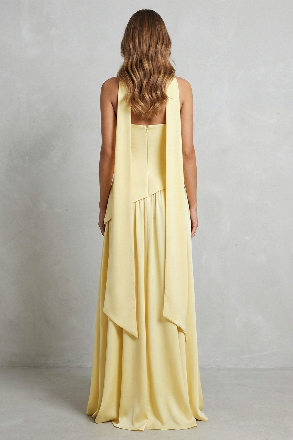 Celestara – Sculpted draped slit – Strapless maxi dress