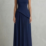 Celestara – Sculpted draped slit – Strapless maxi dress