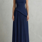 Celestara – Sculpted draped slit – Strapless maxi dress