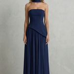 Celestara – Sculpted draped slit – Strapless maxi dress