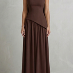 Celestara – Sculpted draped slit – Strapless maxi dress