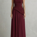 Celestara – Sculpted draped slit – Strapless maxi dress