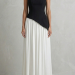 Celestara – Sculpted draped slit – Strapless maxi dress