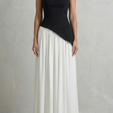 Celestara – Sculpted draped slit – Strapless maxi dress