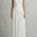 Celestara – Sculpted draped slit – Strapless maxi dress
