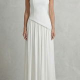 Celestara – Sculpted draped slit – Strapless maxi dress