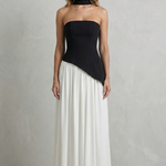 Celestara – Sculpted draped slit – Strapless maxi dress