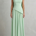 Celestara – Sculpted draped slit – Strapless maxi dress