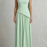 Celestara – Sculpted draped slit – Strapless maxi dress
