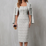 Bellaisie – Elegant plaid tailoring – Two-piece midi dress set