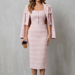 Bellaisie – Elegant plaid tailoring – Two-piece midi dress set