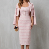 Bellaisie – Elegant plaid tailoring – Two-piece midi dress set