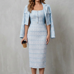 Bellaisie – Elegant plaid tailoring – Two-piece midi dress set