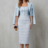 Bellaisie – Elegant plaid tailoring – Two-piece midi dress set