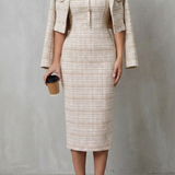 Bellaisie – Elegant plaid tailoring – Two-piece midi dress set