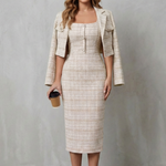 Bellaisie – Elegant plaid tailoring – Two-piece midi dress set