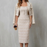 Bellaisie – Elegant plaid tailoring – Two-piece midi dress set