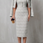 Bellaisie – Elegant plaid tailoring – Two-piece midi dress set