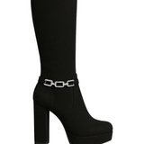 BOTAS ALTAS NEGRAS CON CADENA DECORATIVA
