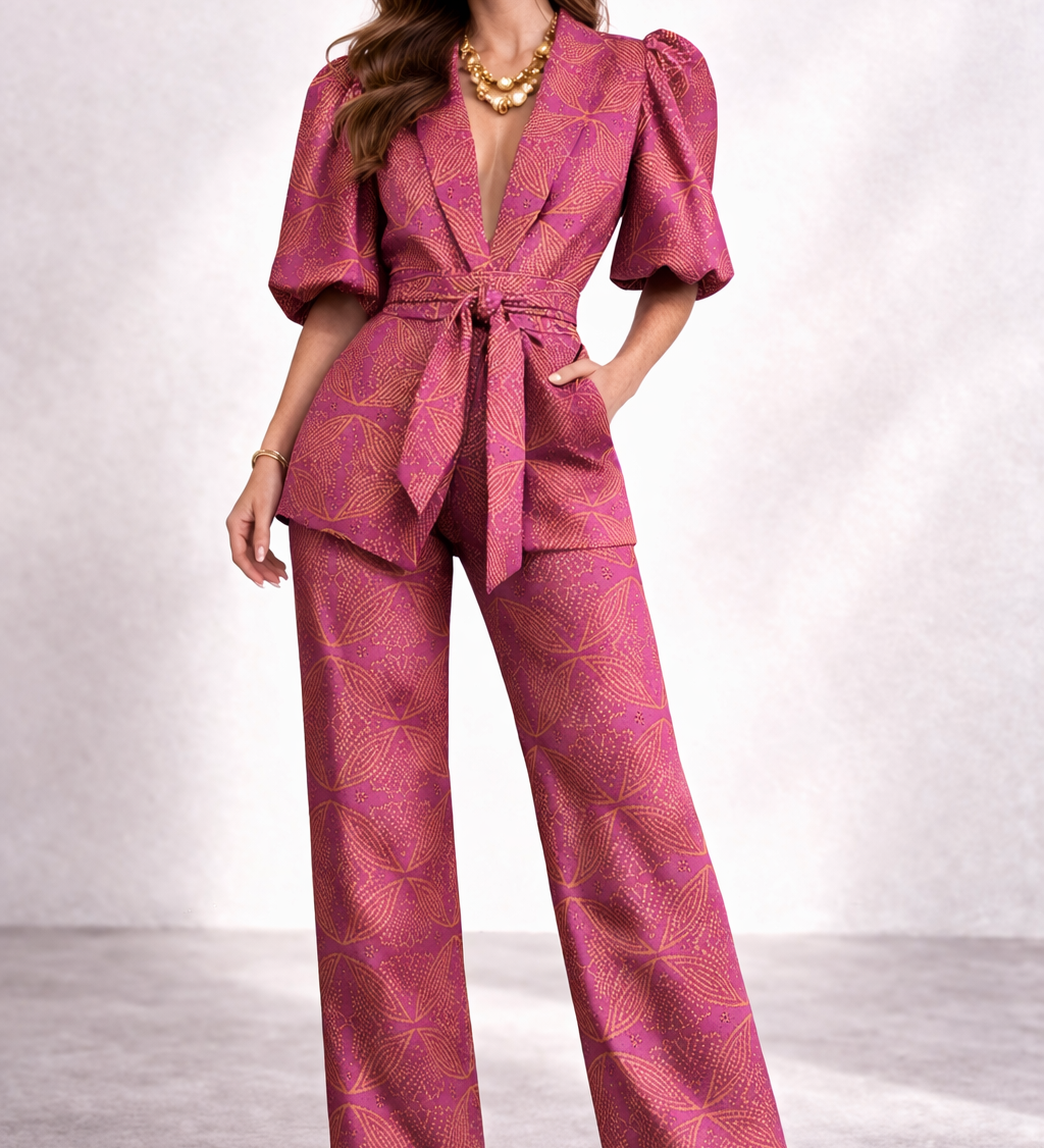 Conjunto elegante para mujer mangas abullonadas - Alondra