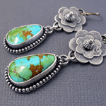 PENDIENTES VINTAGE TURQUESA FLORAL GOTA