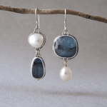 PENDIENTES VINTAGE AZUL PIERRE PERLA