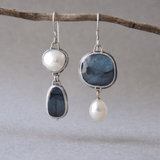 PENDIENTES VINTAGE AZUL PIERRE PERLA