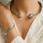 CONJUNTO MINIMALISTA LUMINOSO COL & MANCHETTE PULSERA | ORO