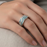 ANILLO ELEGANTE TURQUESA PLATA VAGUES