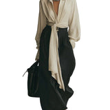 CONJUNTO DE CAMISA BEIGE CON CORDONES Y PANTALÓN