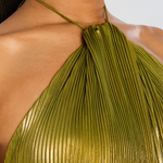 Thalia Metallic Peridot Maxi Dress