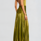 Thalia Metallic Peridot Maxi Dress