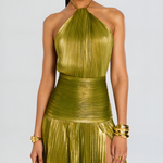 Thalia Metallic Peridot Maxi Dress