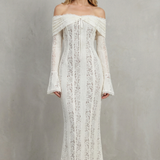 Elarina – Romantic lace silhouette – Off shoulder maxi dress