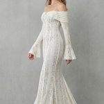 Elarina – Romantic lace silhouette – Off shoulder maxi dress