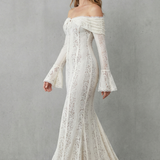 Elarina – Romantic lace silhouette – Off shoulder maxi dress