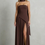 Elarisse – Asymmetric drape accent – Strapless formal gown