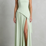 Elarisse – Asymmetric drape accent – Strapless formal gown