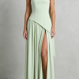 Elarisse – Asymmetric drape accent – Strapless formal gown