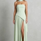 Elarisse – Asymmetric drape accent – Strapless formal gown