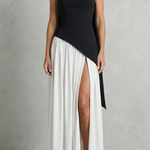Elarisse – Asymmetric drape accent – Strapless formal gown