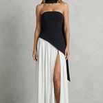 Elarisse – Asymmetric drape accent – Strapless formal gown