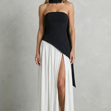 Elarisse – Asymmetric drape accent – Strapless formal gown